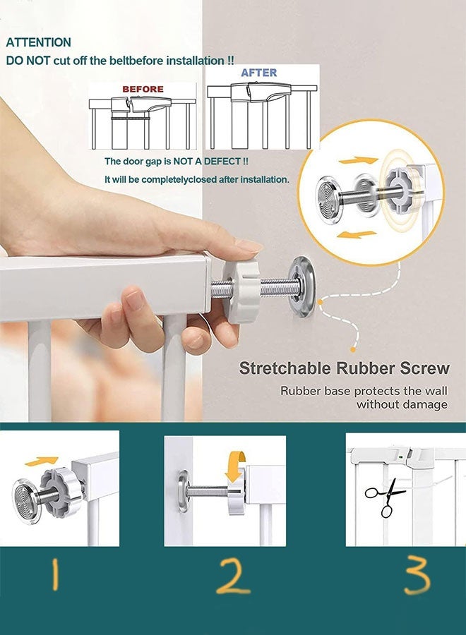 Aurlar No-Drill Baby Safety Gates – Extra Wide Auto-Close, 76–161cm with 10/30/45cm Extensions, Pressure-Mount, Dual-Lock, Durable Steel for Stairs, Doorways, Kitchens & Pets - Image 5